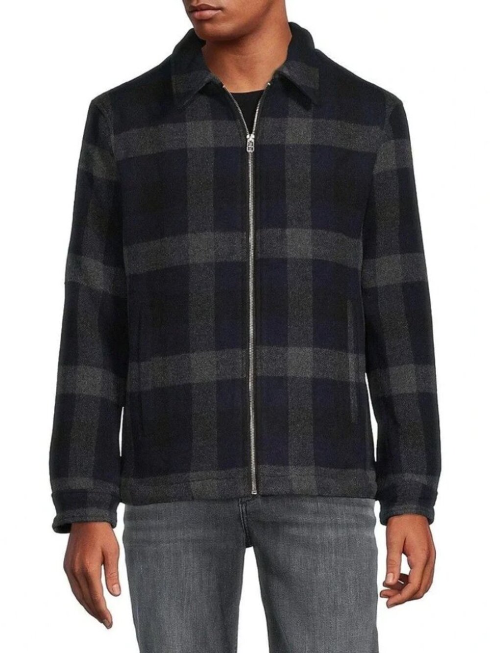 Theory Large Plaid Wool Jacket